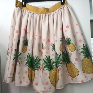 Oblong Box Shop pinup skirt retro pink pineapples